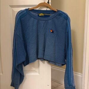 Aviator Nation Blue Cropped Pullover size large